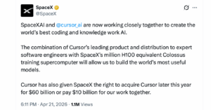 SpaceX and Cursor AI's $60 Billion Deal